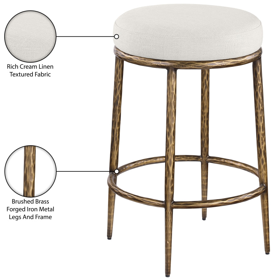 Ferro Linen Textured Performance Fabric Upholstered Counter Stool — 88064-C - Cream - 88064Cream-C Infographic