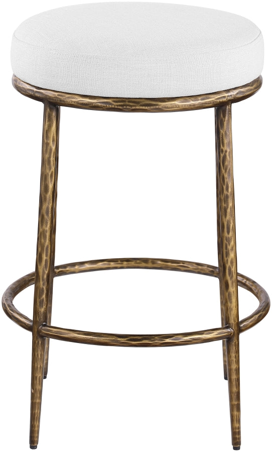 Ferro Linen Textured Performance Fabric Upholstered Counter Stool — 88064-C - White - 88064White-C alternate view 2