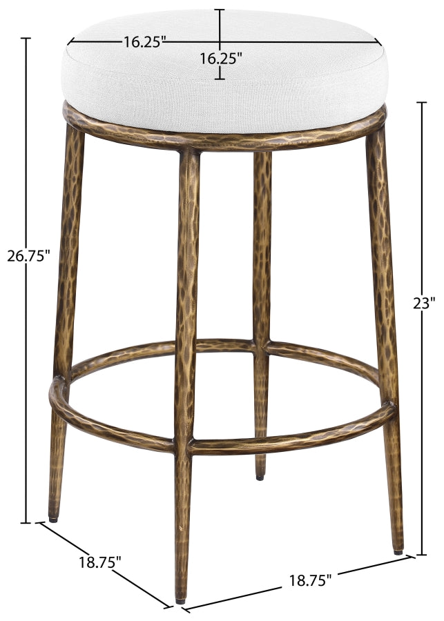 Ferro Linen Textured Performance Fabric Upholstered Counter Stool — 88064-C - White - 88064White-C Dim
