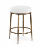 Ferro Linen Textured Performance Fabric Upholstered Counter Stool — 88064-C - White - 88064White-C