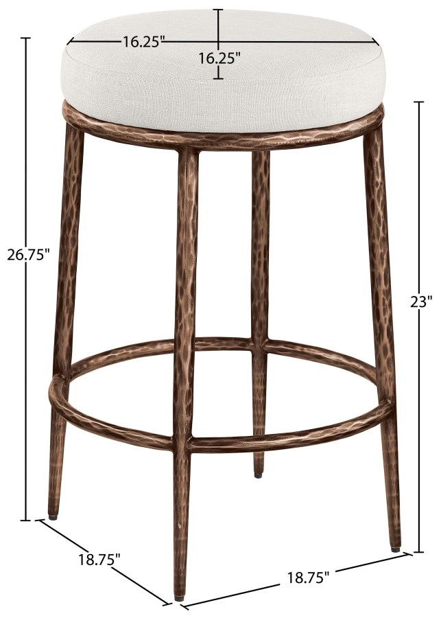 Ferro Linen Textured Performance Fabric Upholstered Counter Stool — 88065-C - Cream - 88065Cream-C Dim