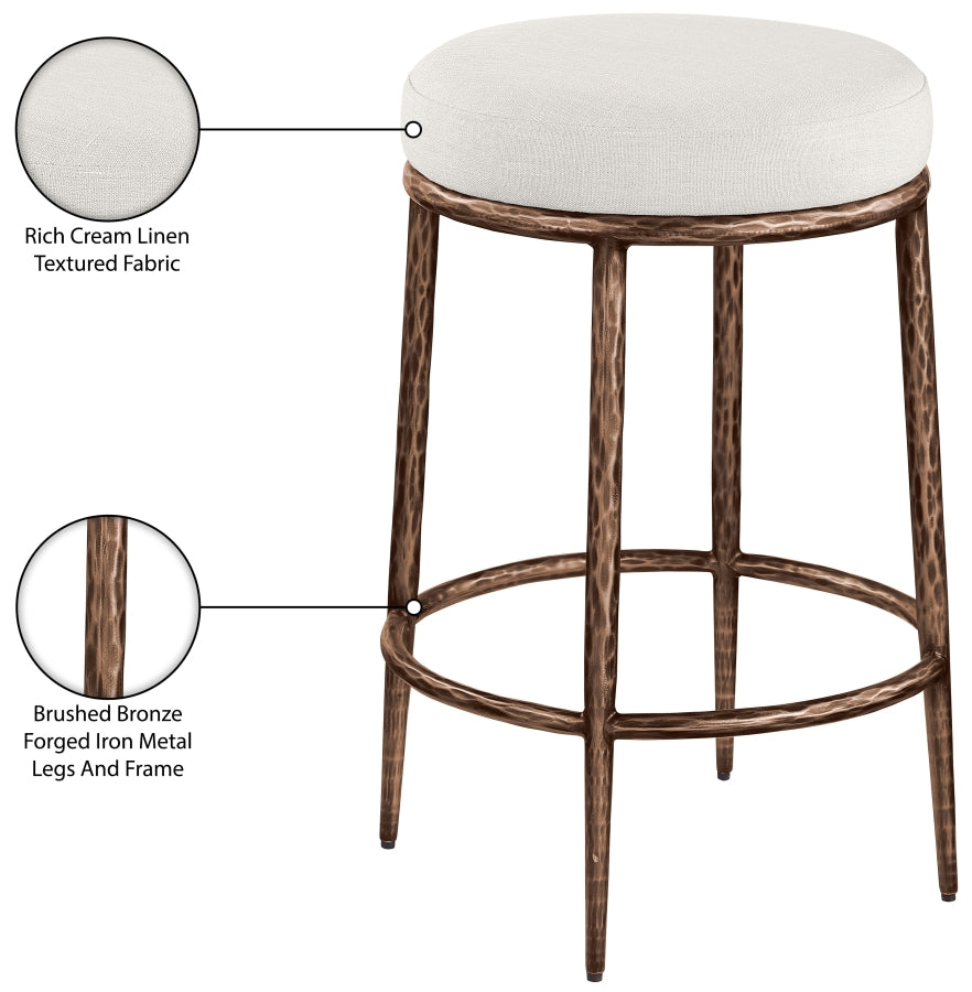 Ferro Linen Textured Performance Fabric Upholstered Counter Stool — 88065-C - Cream - 88065Cream-C Infographic