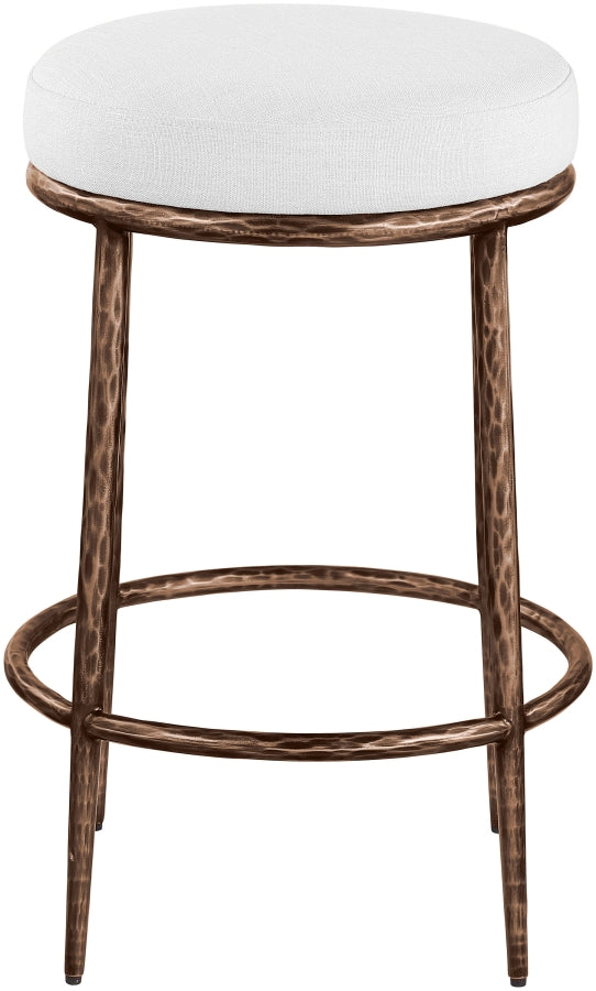 Ferro Linen Textured Performance Fabric Upholstered Counter Stool — 88065-C - White - 88065White-C alternate view 2