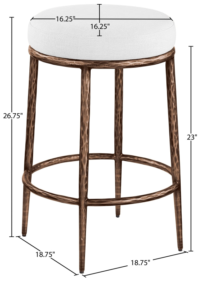 Ferro Linen Textured Performance Fabric Upholstered Counter Stool — 88065-C - White - 88065White-C Dim