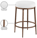 Ferro Linen Textured Performance Fabric Upholstered Counter Stool — 88065-C - White - 88065White-C Infographic