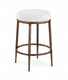 Ferro Linen Textured Performance Fabric Upholstered Counter Stool — 88065-C - White - 88065White-C