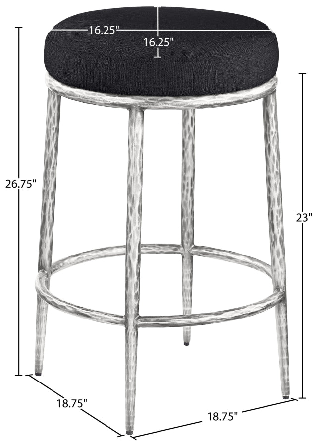 Ferro Linen Textured Performance Fabric Upholstered Counter Stool — 88066-C - Black - 88066Black-C Dim