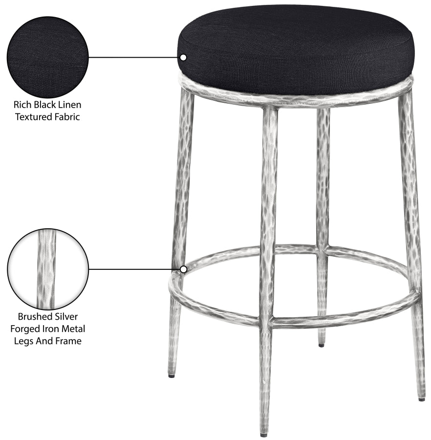 Ferro Linen Textured Performance Fabric Upholstered Counter Stool — 88066-C - Black - 88066Black-C Infographic