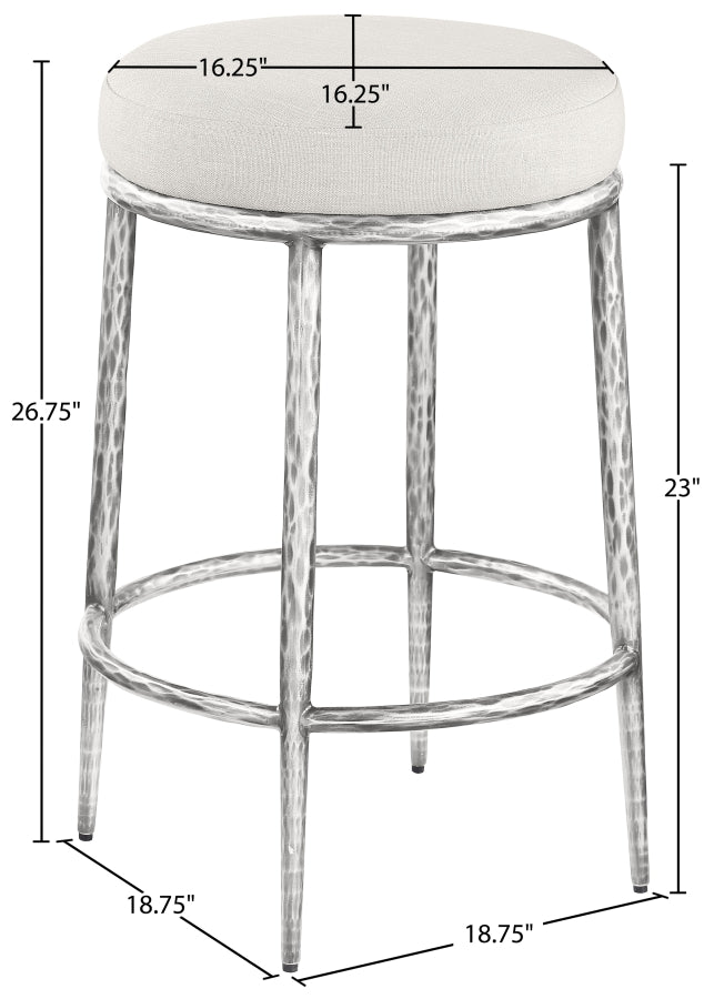 Ferro Linen Textured Performance Fabric Upholstered Counter Stool — 88066-C - Cream - 88066Cream-C Dim