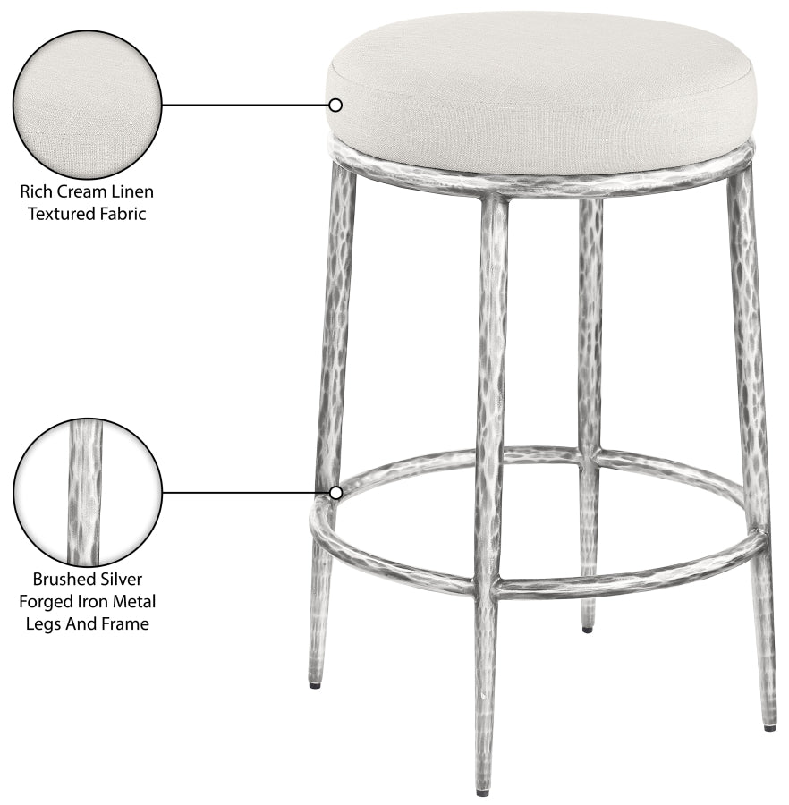 Ferro Linen Textured Performance Fabric Upholstered Counter Stool — 88066-C - Cream - 88066Cream-C Infographic