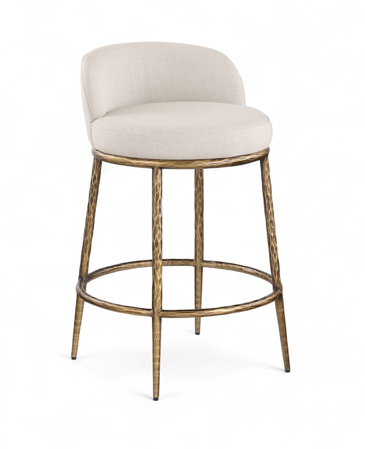 Ferro Linen Textured Performance Fabric Upholstered Counter Stool — 88067-C - Beige - 88067Beige-C