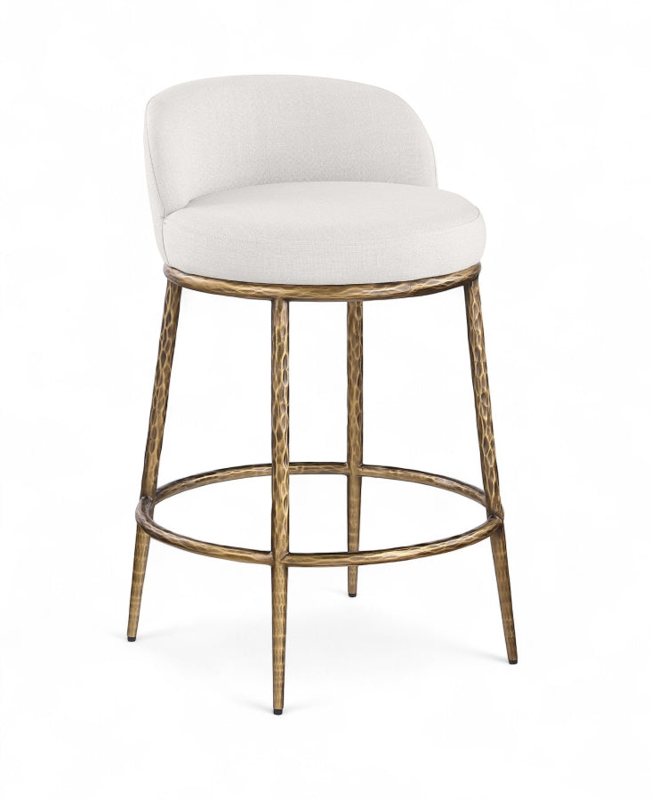 Ferro Linen Textured Performance Fabric Upholstered Counter Stool — 88067-C - Cream - 88067Cream-C