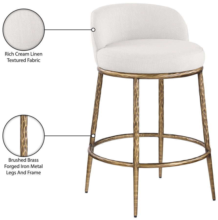 Ferro Linen Textured Performance Fabric Upholstered Counter Stool — 88067-C - Cream - 88067Cream-C Infographic