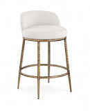 Ferro Linen Textured Performance Fabric Upholstered Counter Stool — 88067-C - Cream - 88067Cream-C
