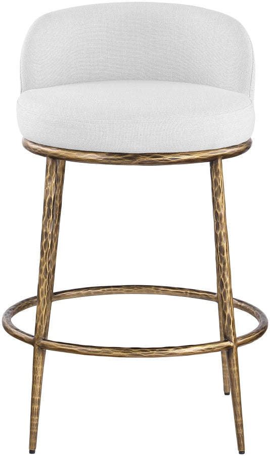 Ferro Linen Textured Performance Fabric Upholstered Counter Stool — 88067-C - White - 88067White-C alternate view 2