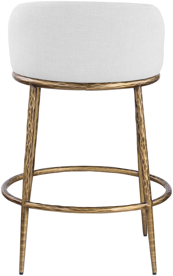 Ferro Linen Textured Performance Fabric Upholstered Counter Stool — 88067-C - White - 88067White-C alternate view 4