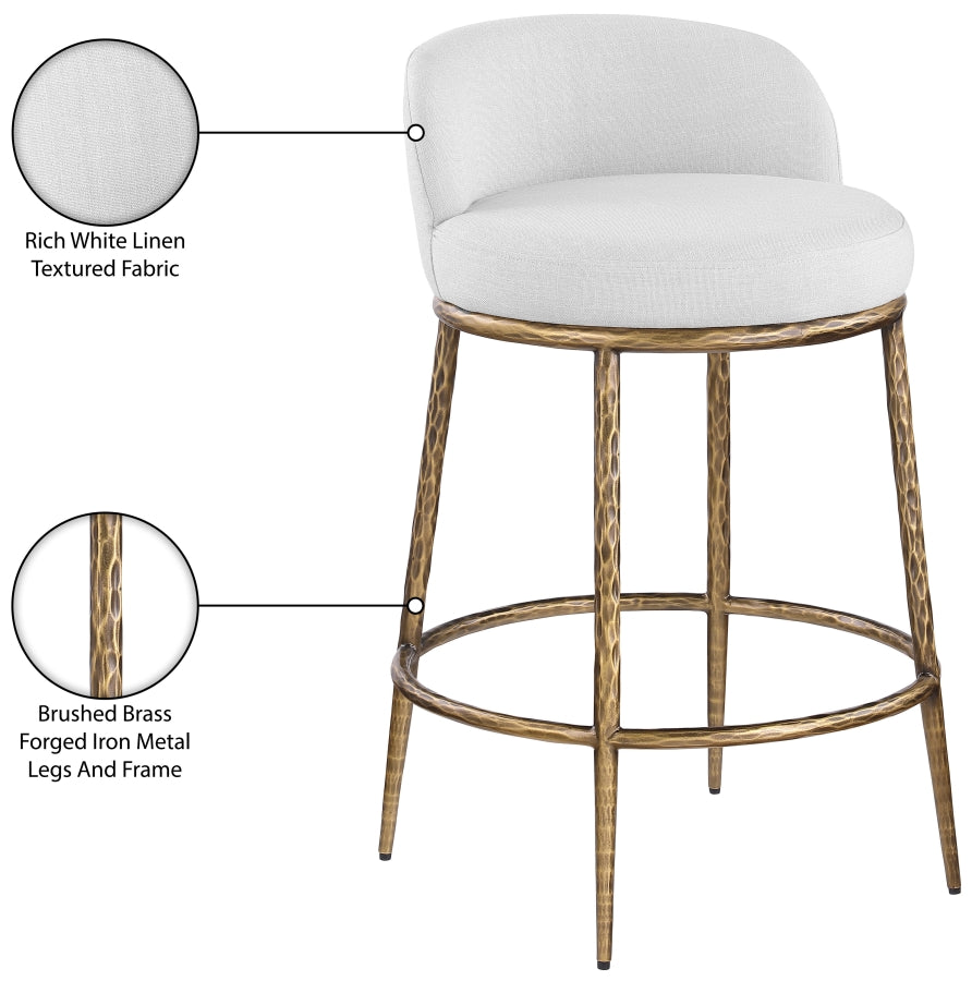 Ferro Linen Textured Performance Fabric Upholstered Counter Stool — 88067-C - White - 88067White-C Infographic