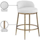 Ferro Linen Textured Performance Fabric Upholstered Counter Stool — 88067-C - White - 88067White-C Infographic