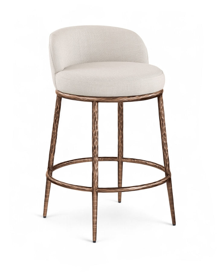 Ferro Linen Textured Performance Fabric Upholstered Counter Stool — 88068-C - Beige - 88068Beige-C