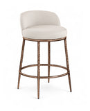 Ferro Linen Textured Performance Fabric Upholstered Counter Stool — 88068-C - Beige - 88068Beige-C