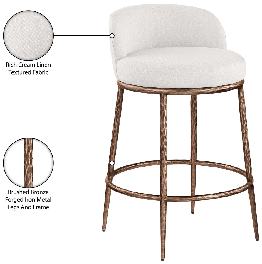 Ferro Linen Textured Performance Fabric Upholstered Counter Stool — 88068-C - Cream - 88068Cream-C Infographic