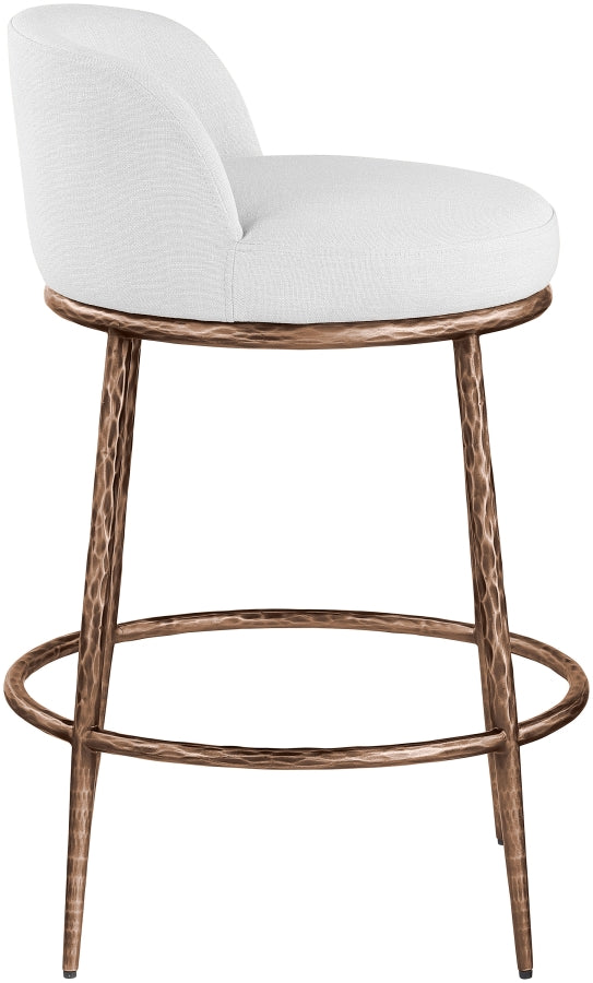 Ferro Linen Textured Performance Fabric Upholstered Counter Stool — 88068-C - White - 88068White-C alternate view 3