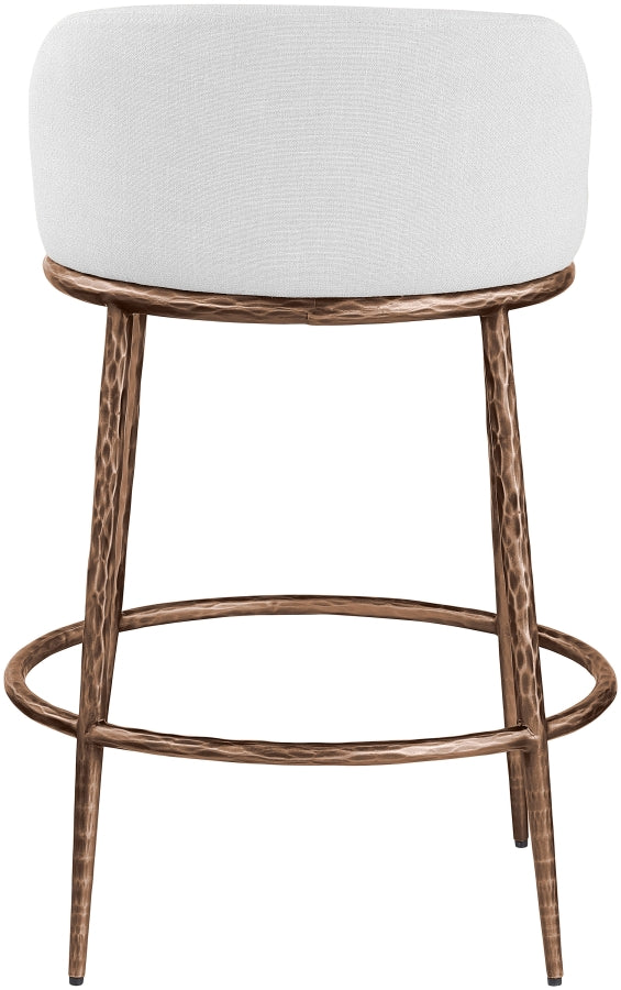 Ferro Linen Textured Performance Fabric Upholstered Counter Stool — 88068-C - White - 88068White-C alternate view 4