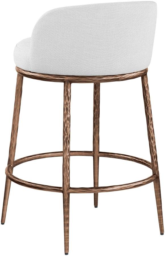 Ferro Linen Textured Performance Fabric Upholstered Counter Stool — 88068-C - White - 88068White-C alternate view 5