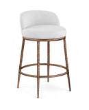 Ferro Linen Textured Performance Fabric Upholstered Counter Stool — 88068-C - White - 88068White-C