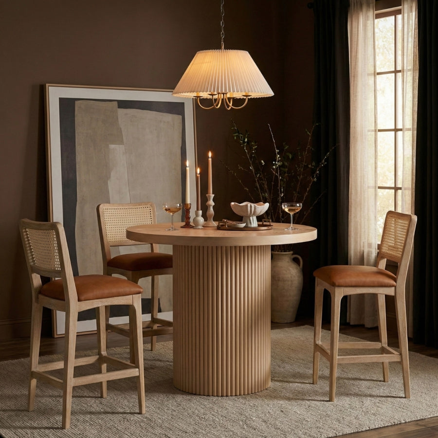 Atrium Cane Back And Vegan Leather Upholstered Seat Counter Stool — 88072-C - Cognac - 88072Cognac-C alternate view 1