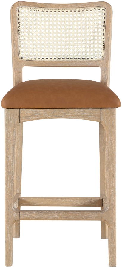 Atrium Cane Back And Vegan Leather Upholstered Seat Counter Stool — 88072-C - Cognac - 88072Cognac-C alternate view 2