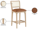 Atrium Cane Back And Vegan Leather Upholstered Seat Counter Stool — 88072-C - Cognac - 88072Cognac-C Infographic
