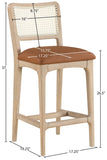 Atrium Cane Back And Vegan Leather Upholstered Seat Counter Stool — 88072-C - Cognac - 88072Cognac-C Dim