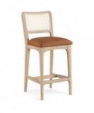 Atrium Cane Back And Vegan Leather Upholstered Seat Counter Stool — 88072-C - Cognac - 88072Cognac-C