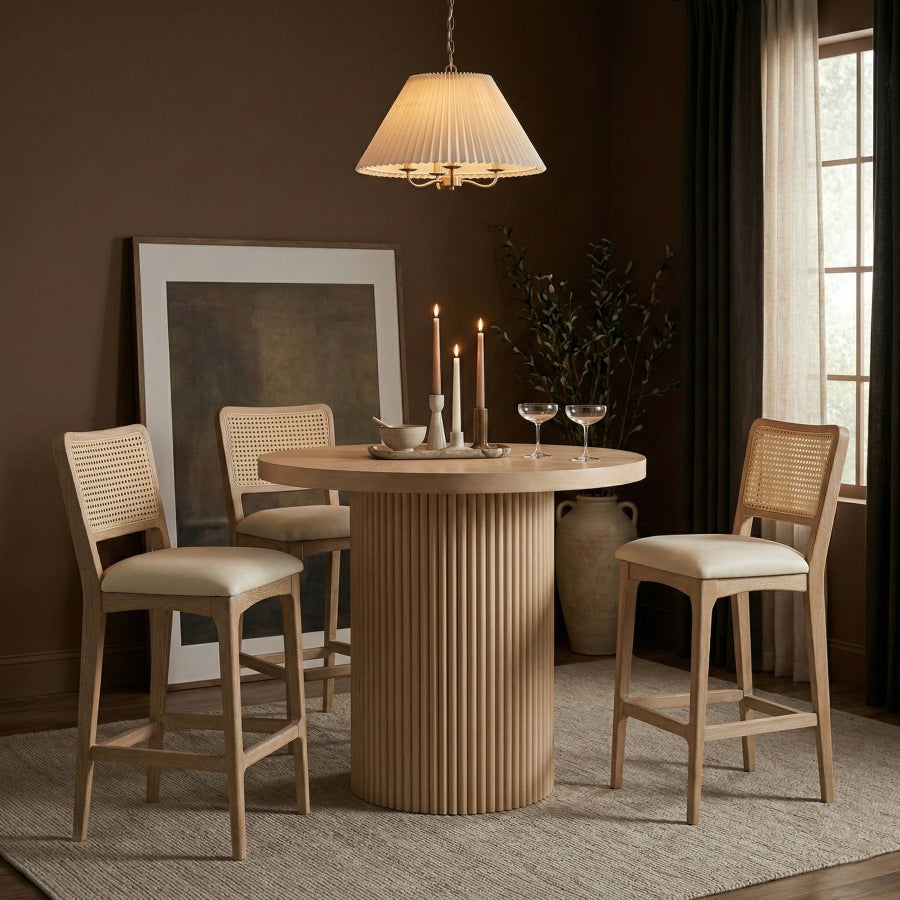 Atrium Cane Back And Vegan Leather Upholstered Seat Counter Stool — 88072-C - Cream - 88072Cream-C alternate view 1