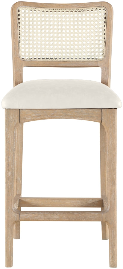 Atrium Cane Back And Vegan Leather Upholstered Seat Counter Stool — 88072-C - Cream - 88072Cream-C alternate view 2
