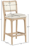 Atrium Cane Back And Vegan Leather Upholstered Seat Counter Stool — 88072-C - Cream - 88072Cream-C Dim