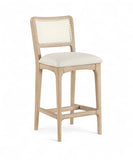 Atrium Cane Back And Vegan Leather Upholstered Seat Counter Stool — 88072-C - Cream - 88072Cream-C