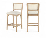 Atrium Cane Back And Vegan Leather Upholstered Seat Counter Stool — 88072-C - Cream - 88072Cream-C Double Chair
