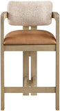 Ravina Vegan Leather and Linen Textured Fabric Upholstered Counter Stool — 88080-C - Cognac - 88080Cognac-C alternate view 2