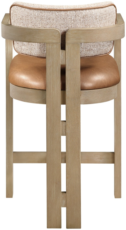 Ravina Vegan Leather and Linen Textured Fabric Upholstered Counter Stool — 88080-C - Cognac - 88080Cognac-C alternate view 4