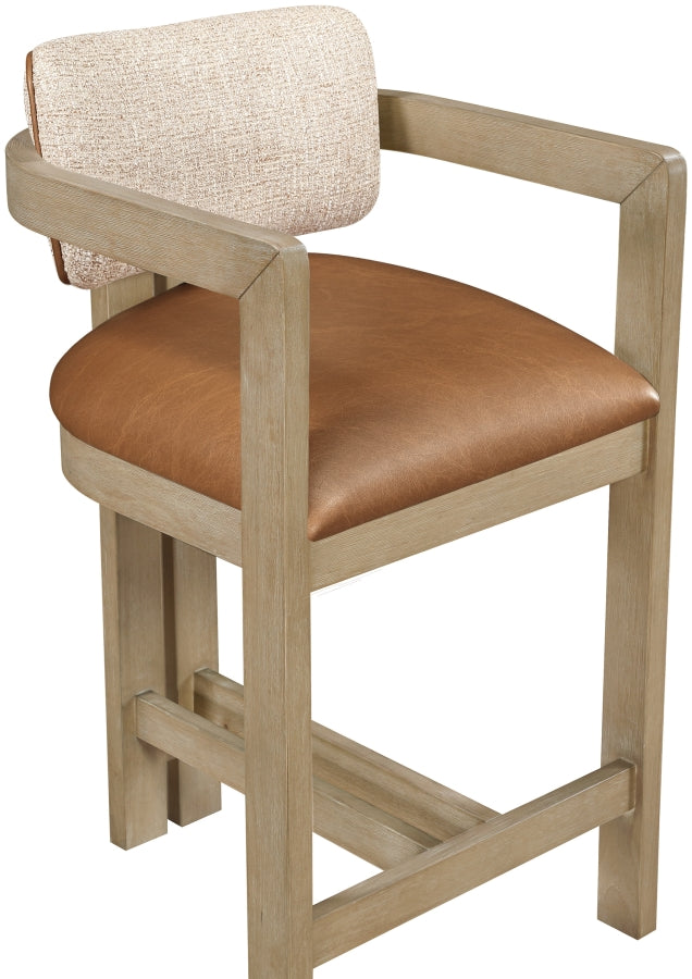 Ravina Vegan Leather and Linen Textured Fabric Upholstered Counter Stool — 88080-C - Cognac - 88080Cognac-C alternate view 5
