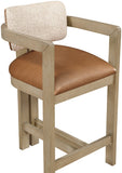 Ravina Vegan Leather and Linen Textured Fabric Upholstered Counter Stool — 88080-C - Cognac - 88080Cognac-C alternate view 5