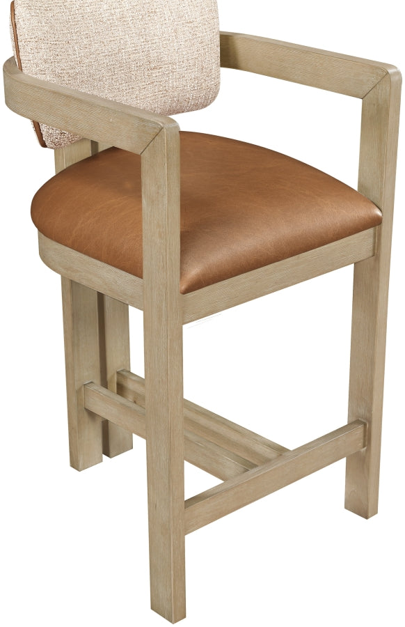 Ravina Vegan Leather and Linen Textured Fabric Upholstered Counter Stool — 88080-C - Cognac - 88080Cognac-C alternate view 6