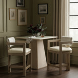 Ravina Vegan Leather and Linen Textured Fabric Upholstered Counter Stool — 88080-C - Cream - 88080Cream-C alternate view 1