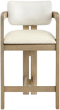 Ravina Vegan Leather and Linen Textured Fabric Upholstered Counter Stool — 88080-C - Cream - 88080Cream-C alternate view 2