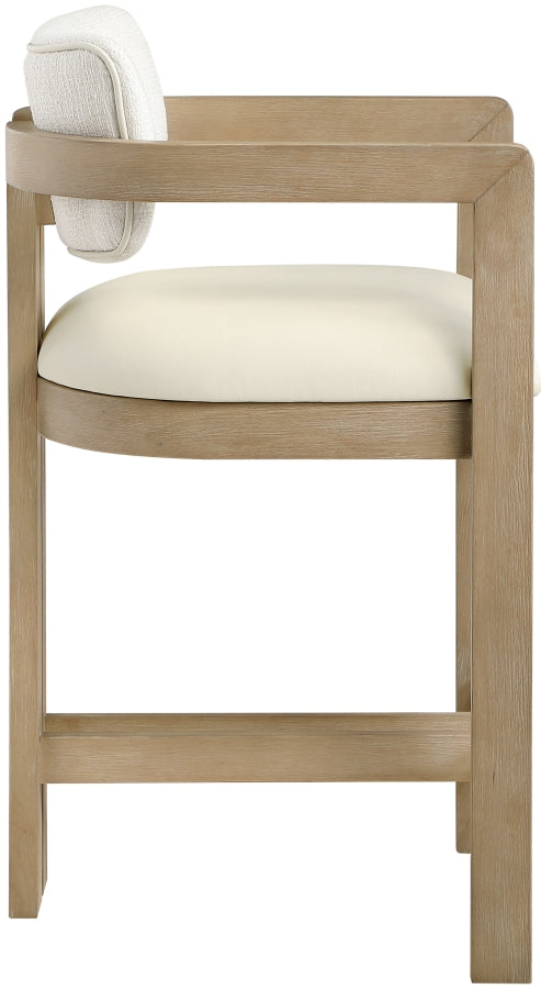 Ravina Vegan Leather and Linen Textured Fabric Upholstered Counter Stool — 88080-C - Cream - 88080Cream-C alternate view 3