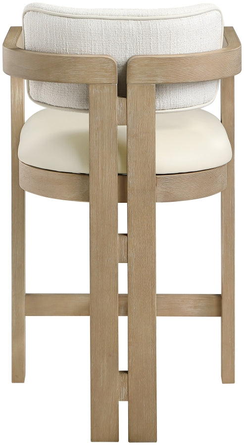 Ravina Vegan Leather and Linen Textured Fabric Upholstered Counter Stool — 88080-C - Cream - 88080Cream-C alternate view 4