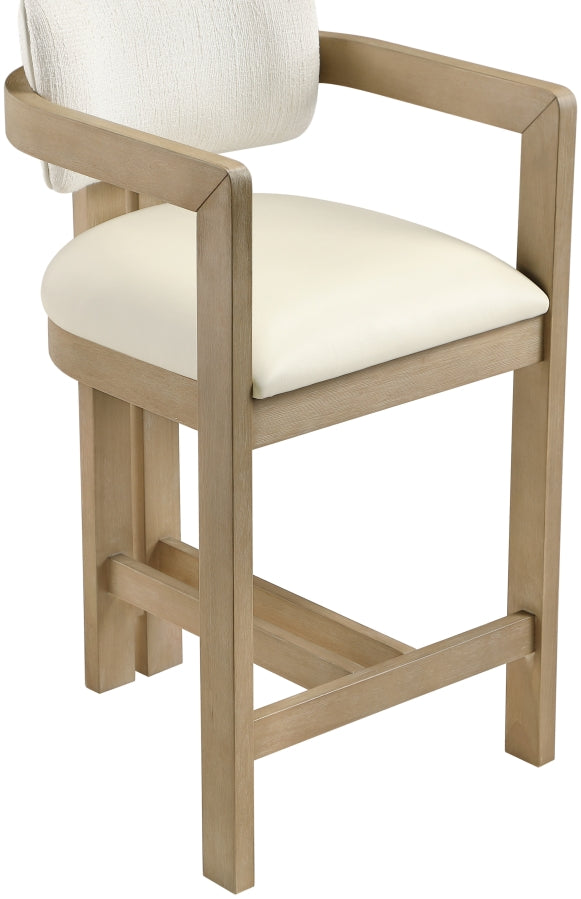 Ravina Vegan Leather and Linen Textured Fabric Upholstered Counter Stool — 88080-C - Cream - 88080Cream-C alternate view 5
