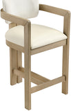 Ravina Vegan Leather and Linen Textured Fabric Upholstered Counter Stool — 88080-C - Cream - 88080Cream-C alternate view 5